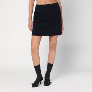 MaxMara Elegant Navy Blue Wool Mini Skirt